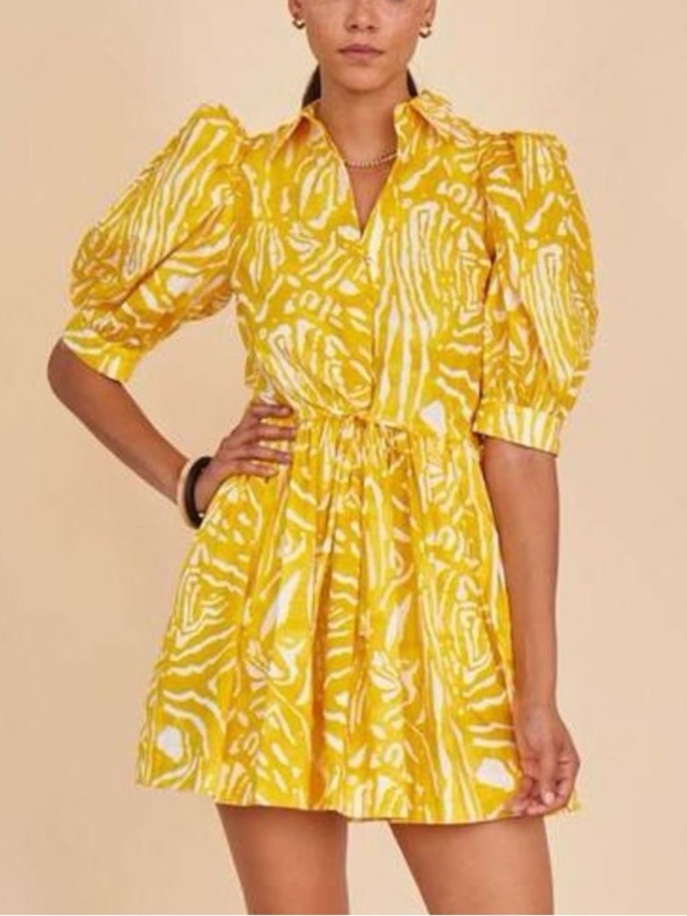Hunter Bell McCauley Silk Mini Dress in Marigold Palms